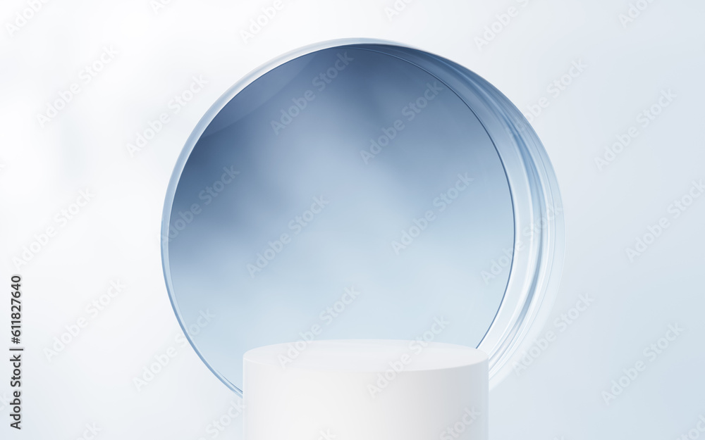 Round glass geometry background, 3d rendering.