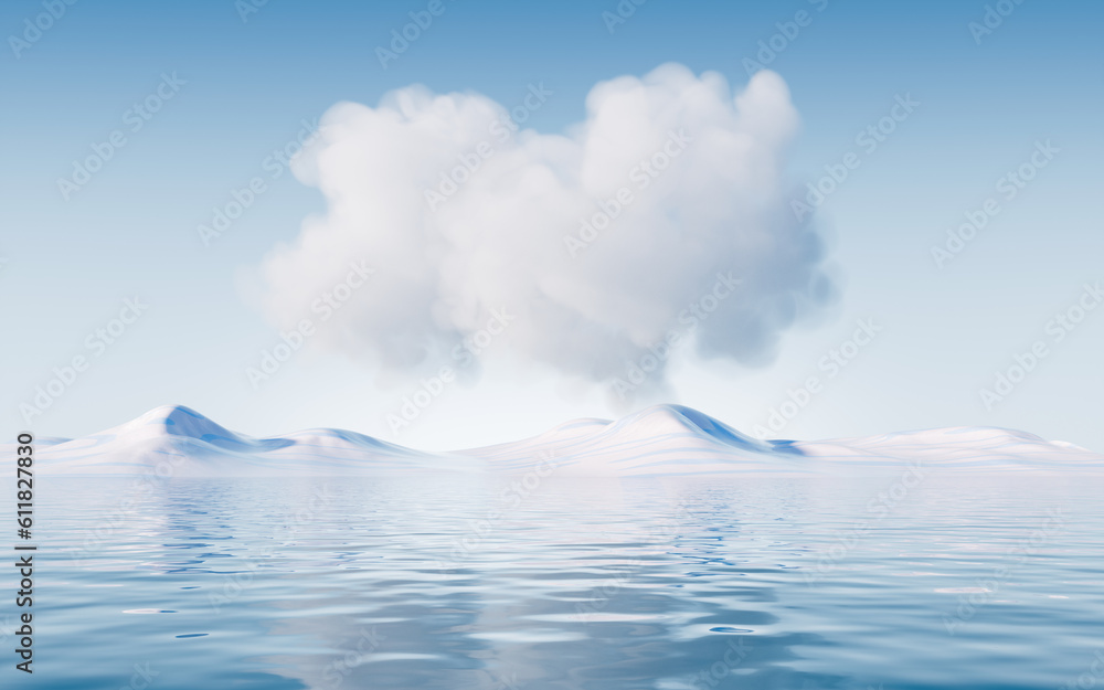 Lake and water surface background, 3d rendering.