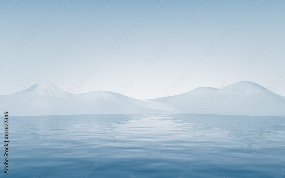 Lake and water surface background, 3d rendering.