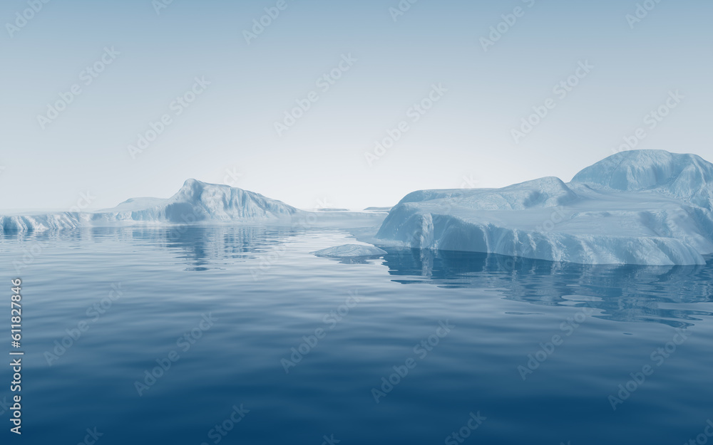 Lake and water surface background, 3d rendering.