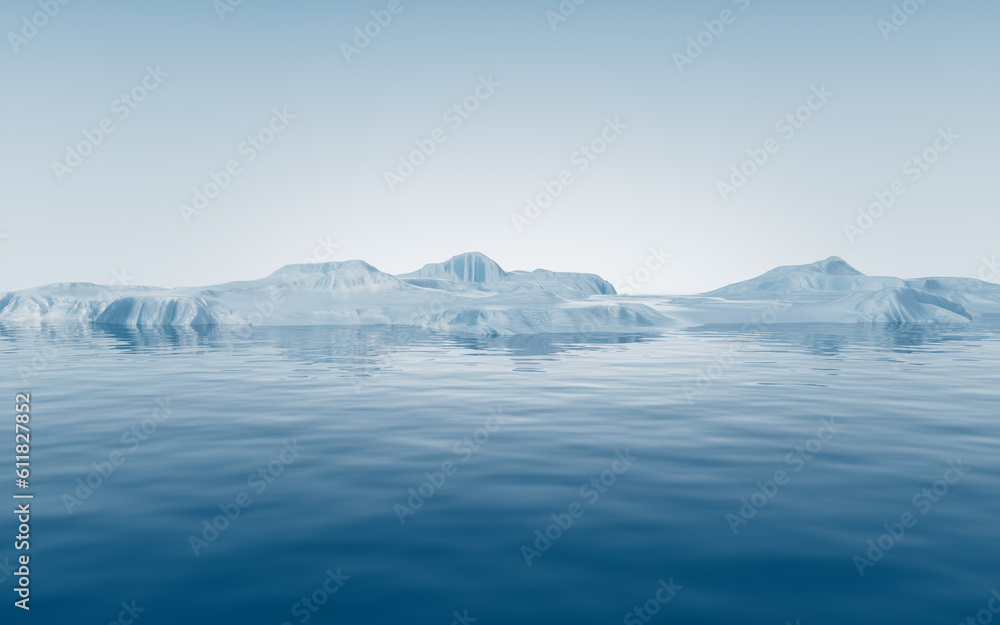 Lake and water surface background, 3d rendering.