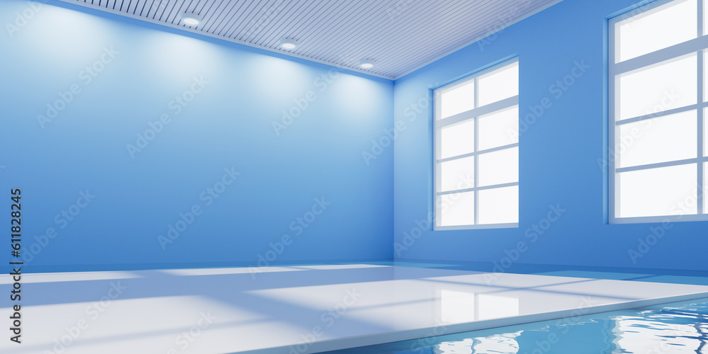 Empty room with water inside, 3d rendering.