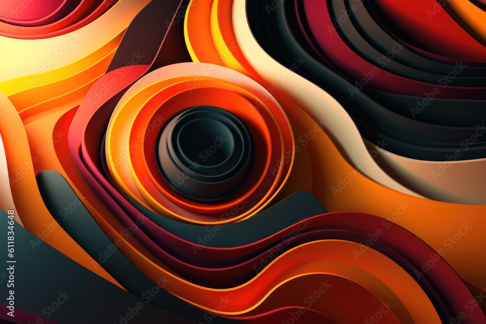 Abstract Liquid shapes abstract holographic 3D wavy background, AI generated.