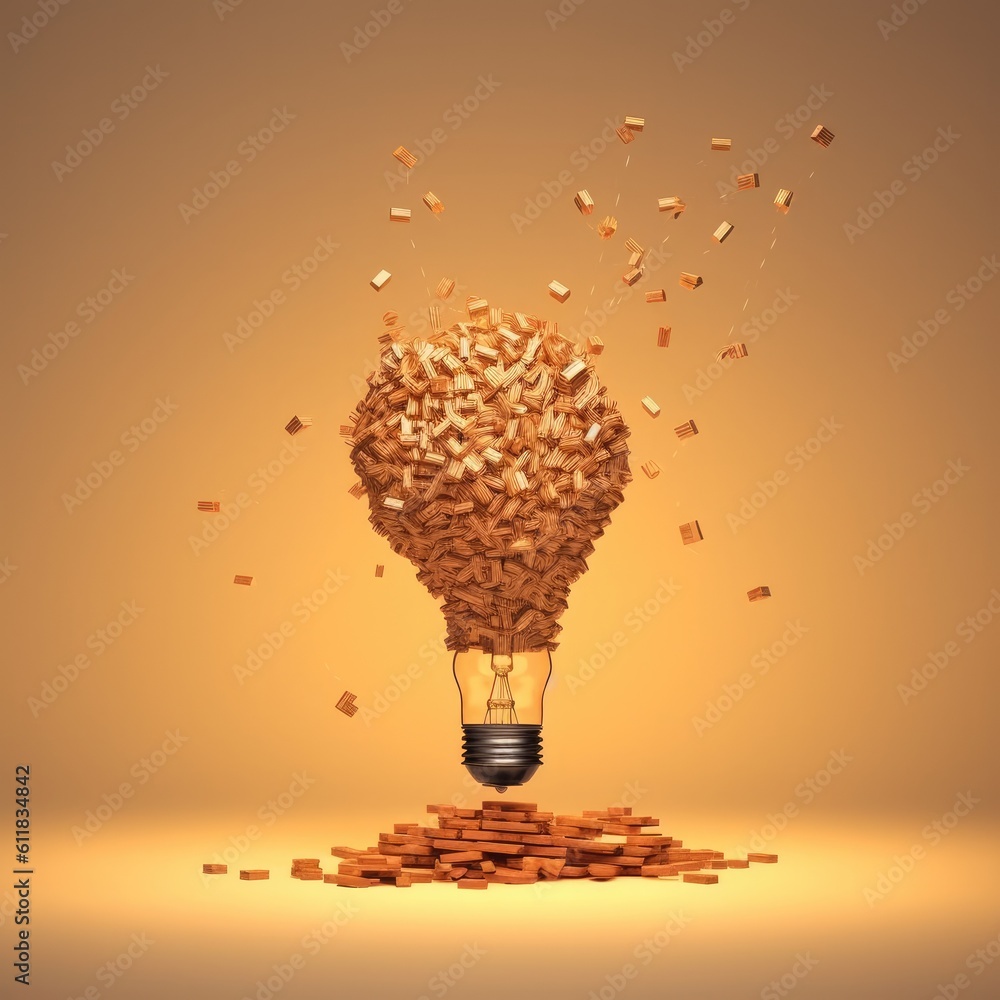 Unique Creative idea concept with light bulb, Idea and innovation, AI generated.