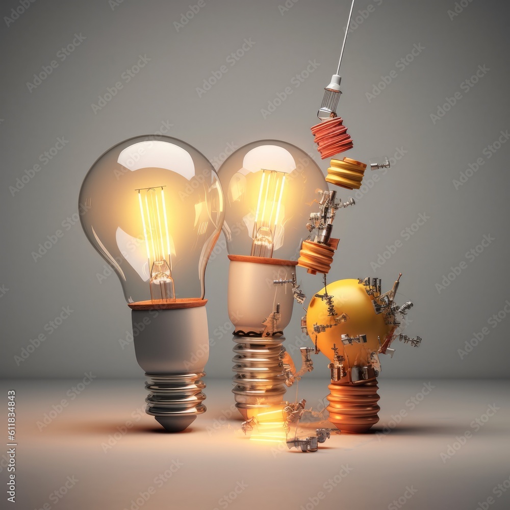 Creative idea, Concept of idea and innovation , Unique Creative idea with light bulb, AI generated.