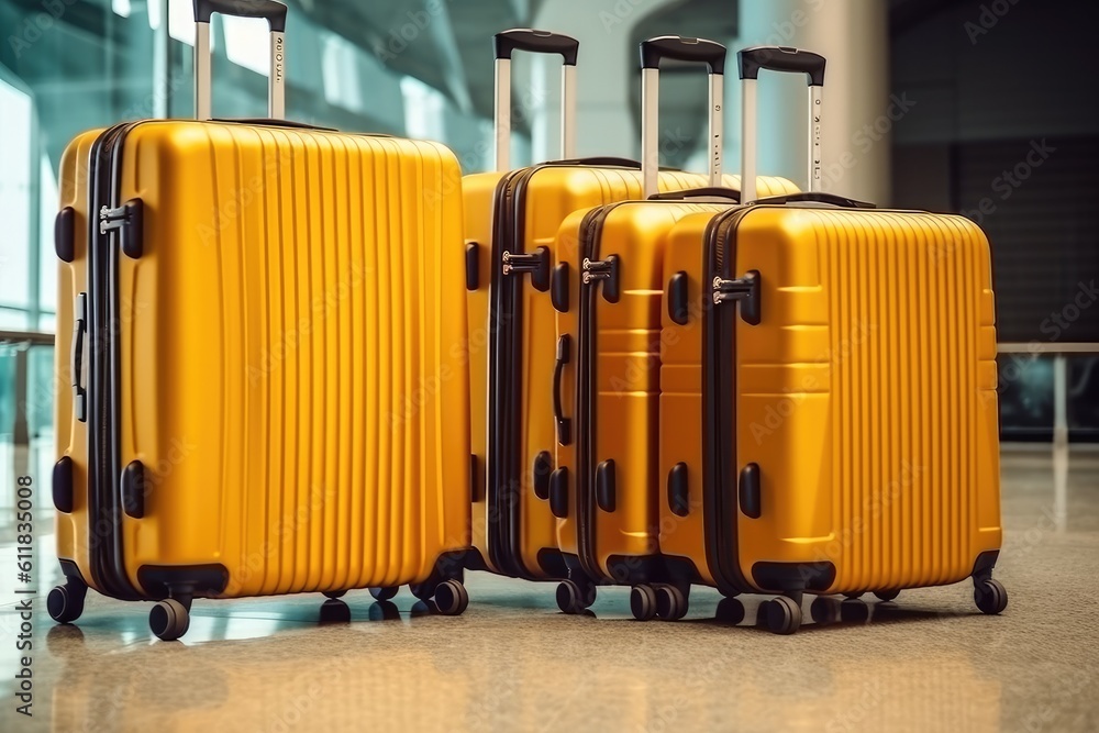 Luggage at the airport for holiday travel, Vacations and holiday travel concept , AI generated.