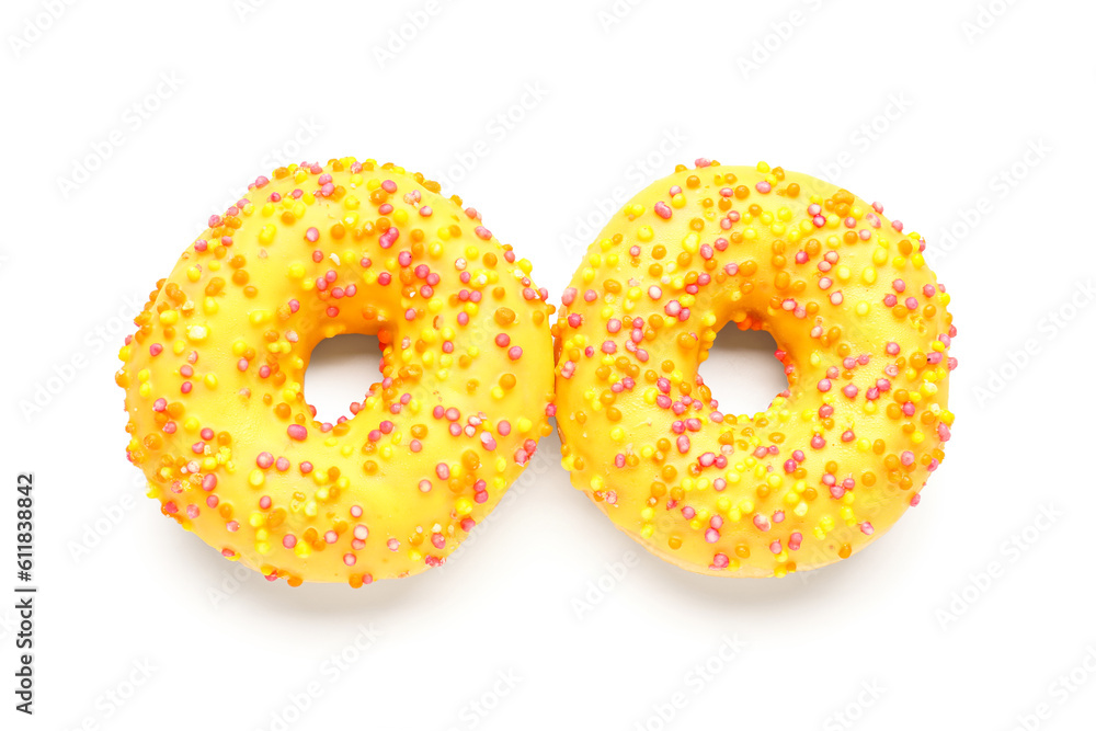 Sweet donuts on white background