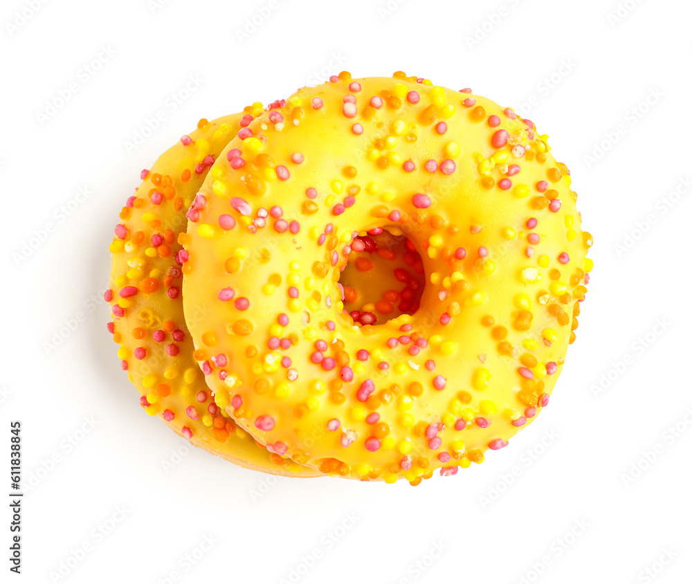 Sweet donuts on white background