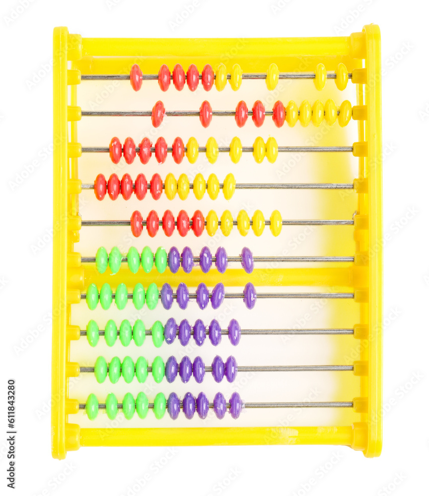 Plastic colorful abacus isolated on white background. Childrens Day celebration