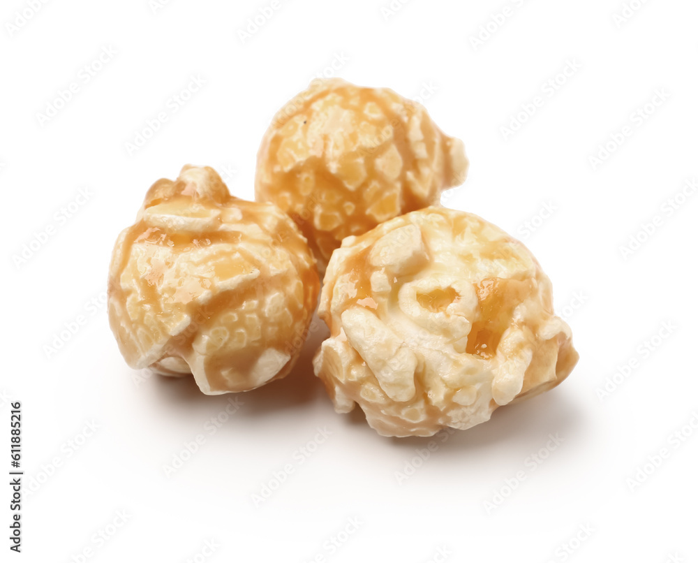 Crispy popcorn on white background