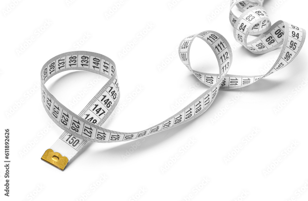 Tape measure on white background