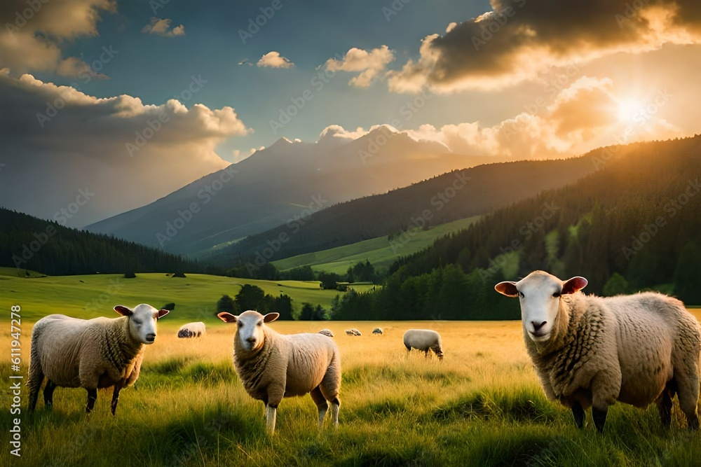 sheep in the mountains