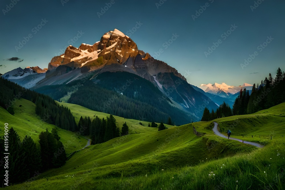 swiss mountains in the summer