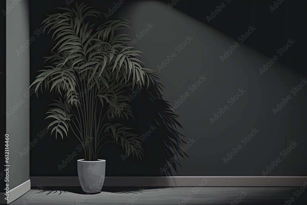 monochrome potted plant. Generative AI