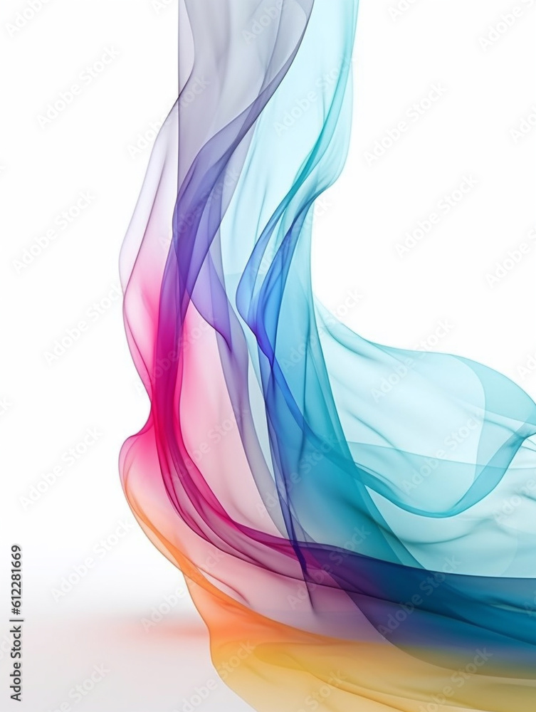 Abstract colorful translucent textile texture on white background. Created with Generative AI techno