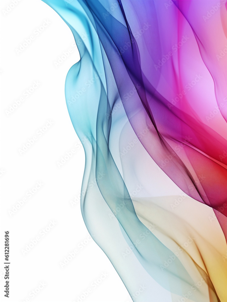 Abstract colorful translucent textile texture on white background. Created with Generative AI techno