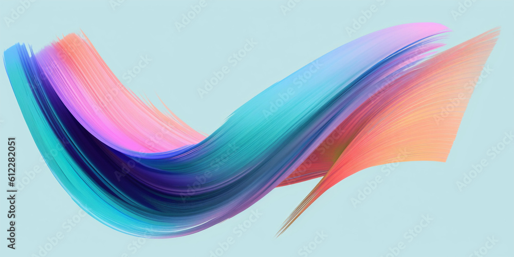 Colorful oil or acrylic paint brushstroke on light blue background. Created with Generative AI techn