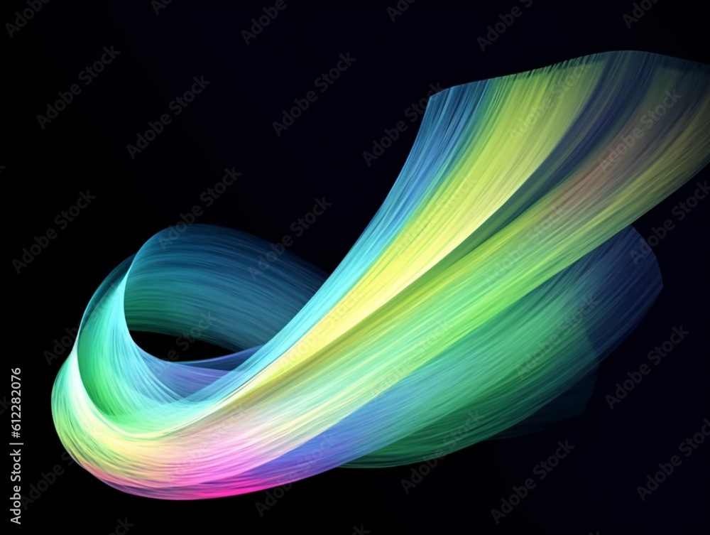 Bright rainbow color oil or acrylic paint brushstroke on black background. Created with Generative A