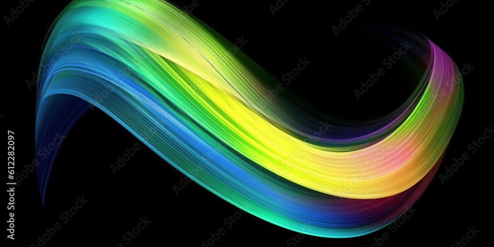 Bright rainbow color oil or acrylic paint brushstroke on black background. Created with Generative A