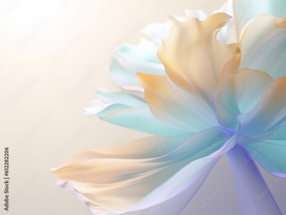 Light color flower with silk fabric texture on bright background. Created with Generative AI technol