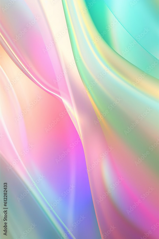 Iridescent chrome wavy gradient soft fabric texture abstract background. Created with Generative AI 