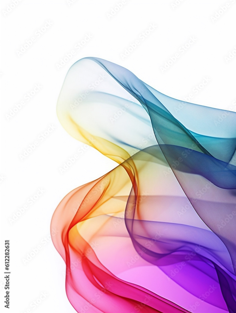 Abstract colorful translucent textile texture on white background. Created with Generative AI techno