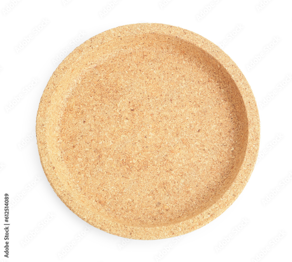 Empty cork plate isolated on white background