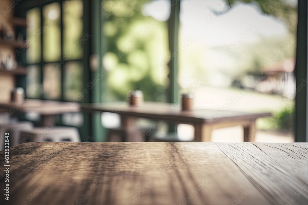 wooden table with a rustic ambiance and shallow depth of field. Generative AI