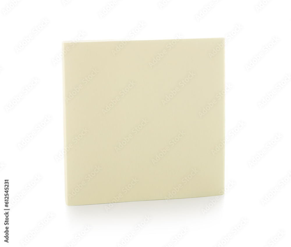 Yellow sticky note isolated on white background