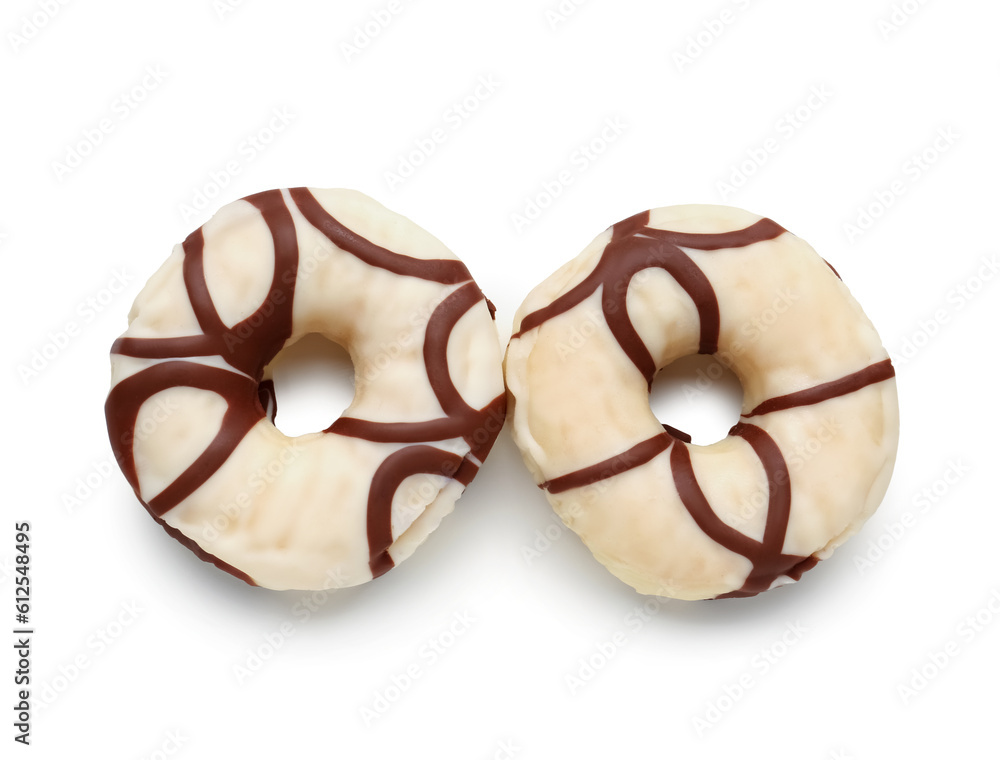 Sweet donuts on white background