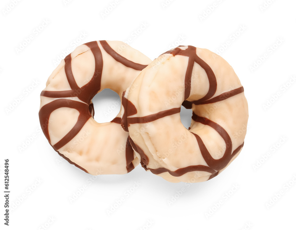 Sweet donuts on white background