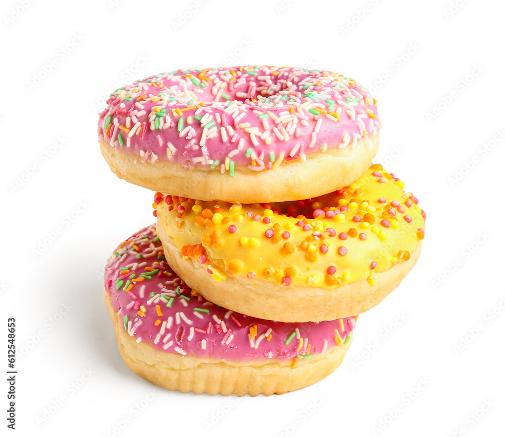 Sweet donuts on white background