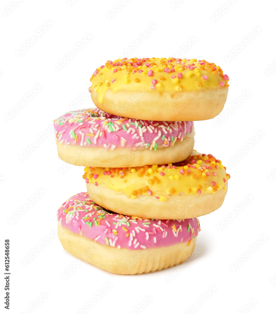 Sweet donuts on white background