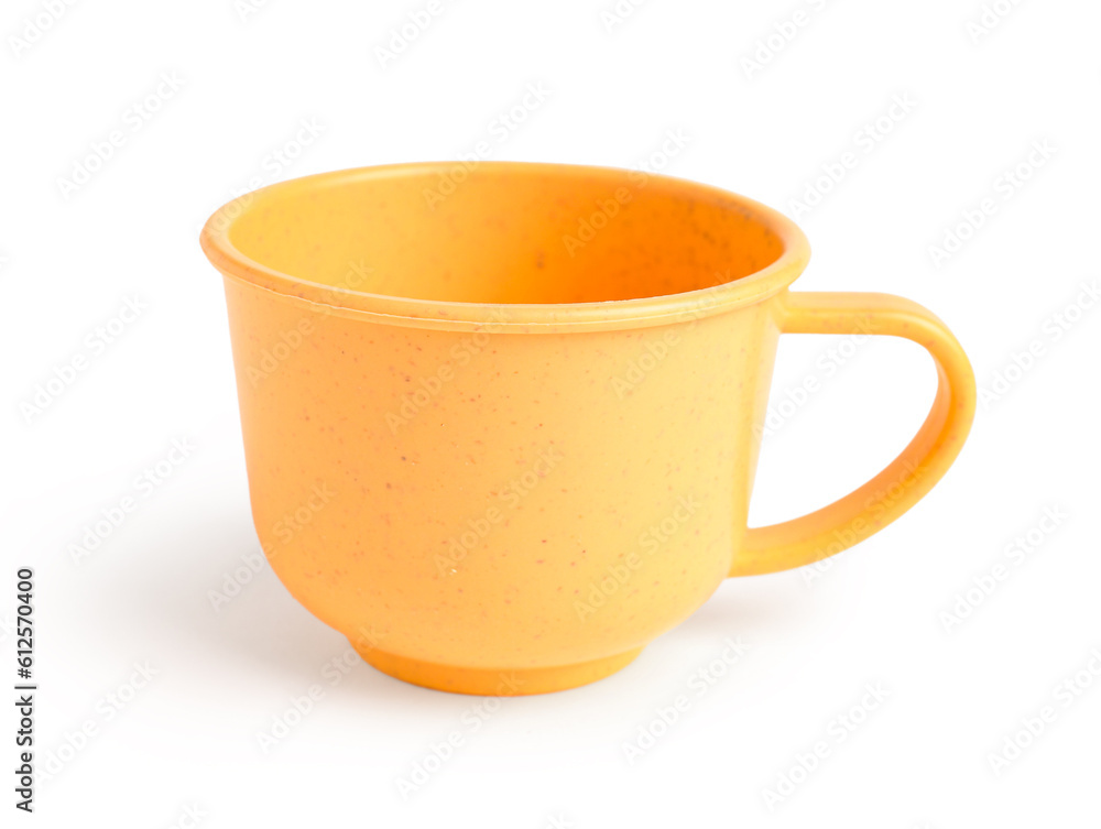 Orange cup isolated on white background. Childrens Day celebration