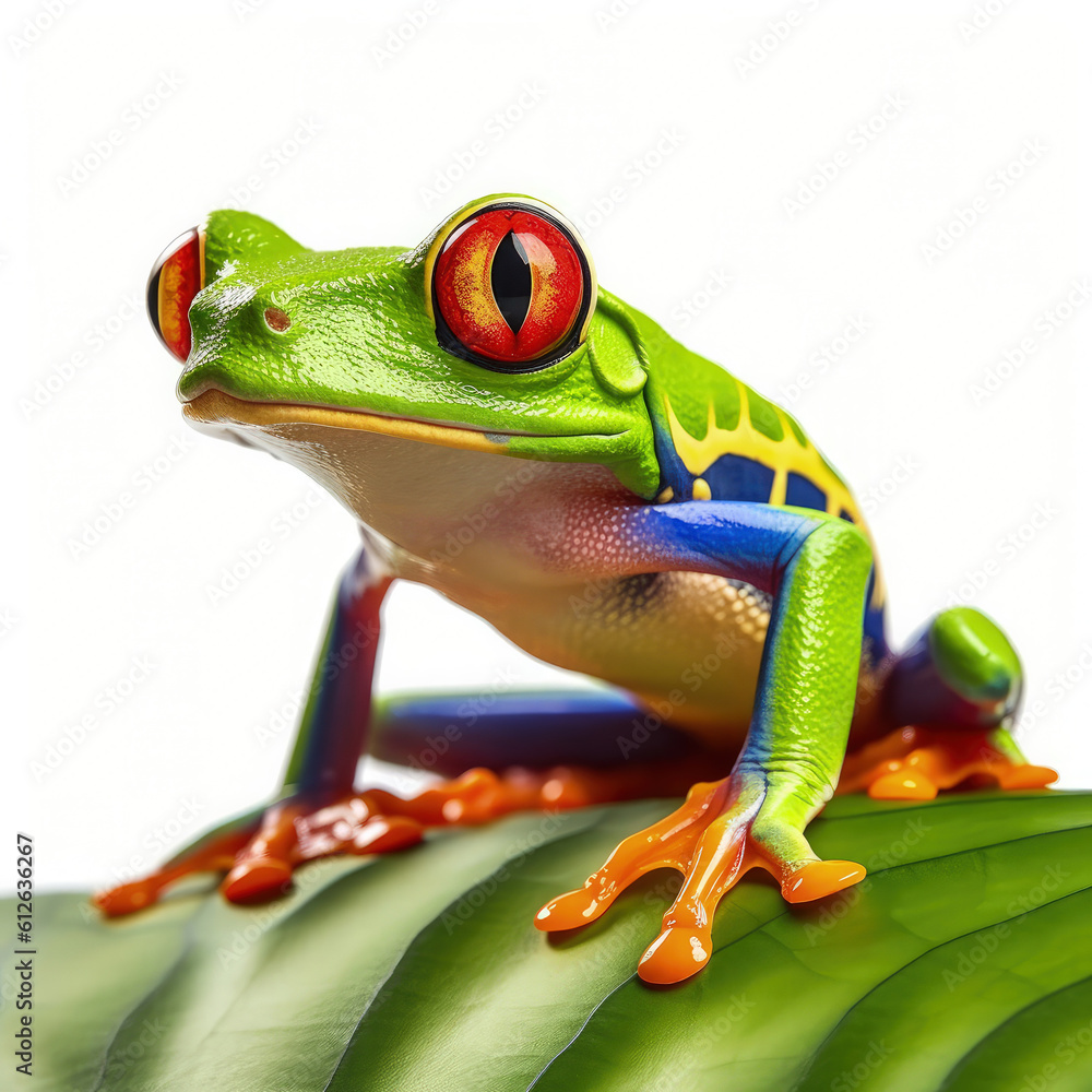 Red-eyed Tree Frog (Agalychnis callidryas) perched on leaf