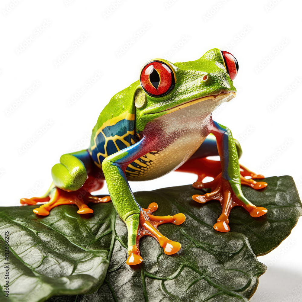 Red-eyed Tree Frog (Agalychnis callidryas) perched on leaf