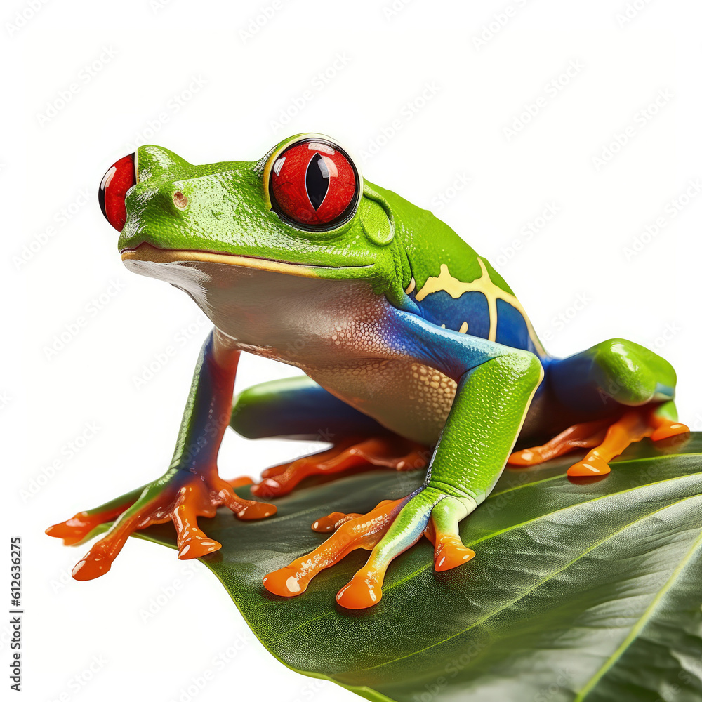 Red-eyed Tree Frog (Agalychnis callidryas) perched on leaf