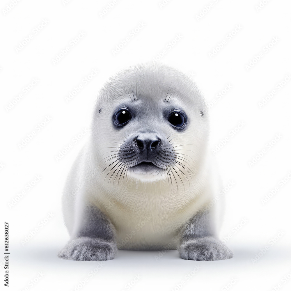 A Harp Seal pup looking up