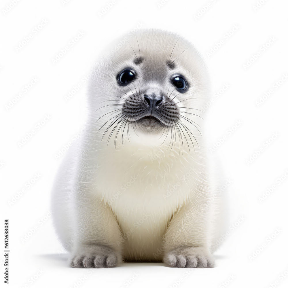 A Harp Seal pup looking up