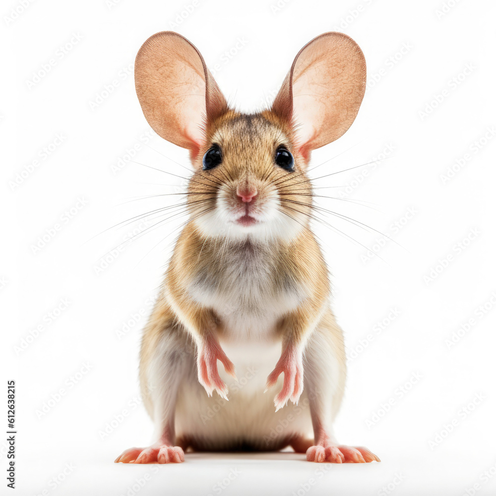 Jerboa (Dipodidae) standing on hind legs, looking camera