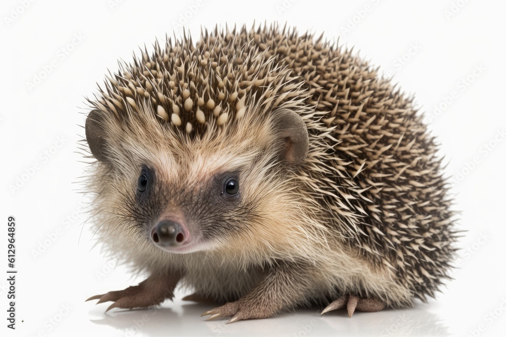 cute hedgehog resting on a white background. Generative AI