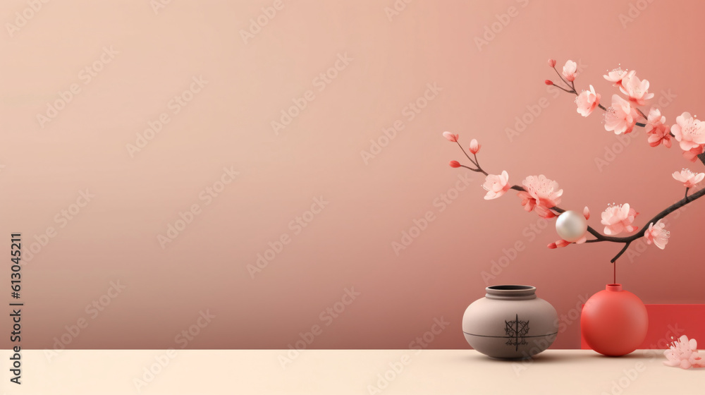 Qixi Festival, three-dimensional Chinese style minimalist booth background