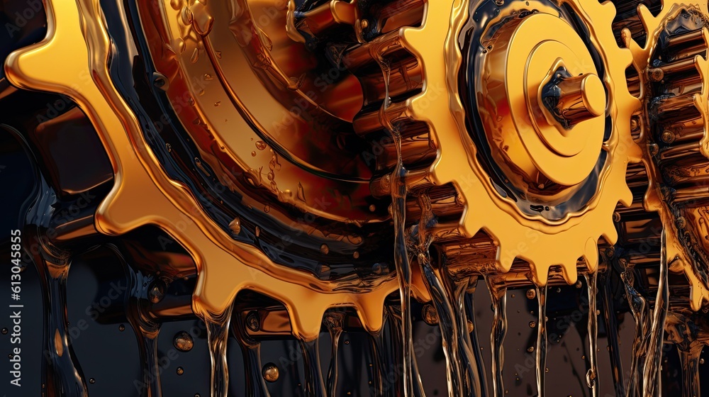 Oil wave splashing in Car engine with lubricant oil. Concept of lubricate motor oil and Gears. Gener