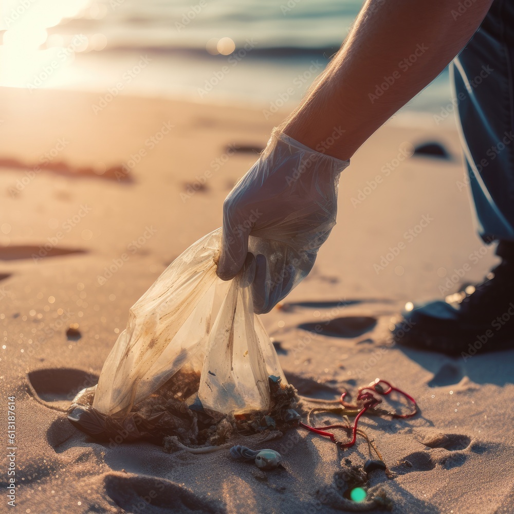 Plastic Bottles And Rubbish Picked Up On Beach By Volunteer.