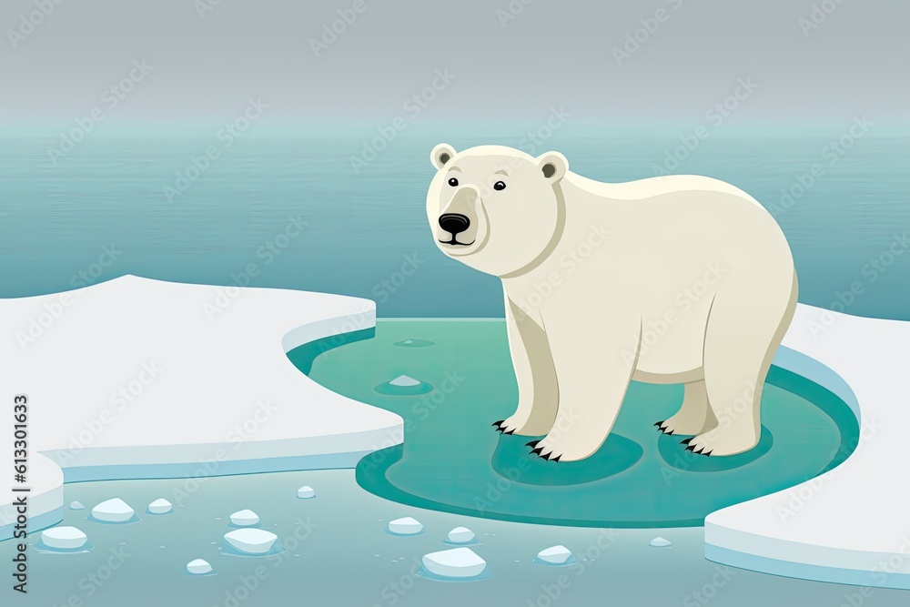 majestic polar bear standing on a floating ice floe in the Arctic wilderness. Generative AI