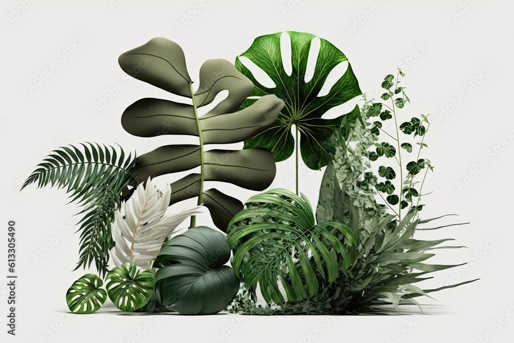 various types of plants on a clean white background. Generative AI