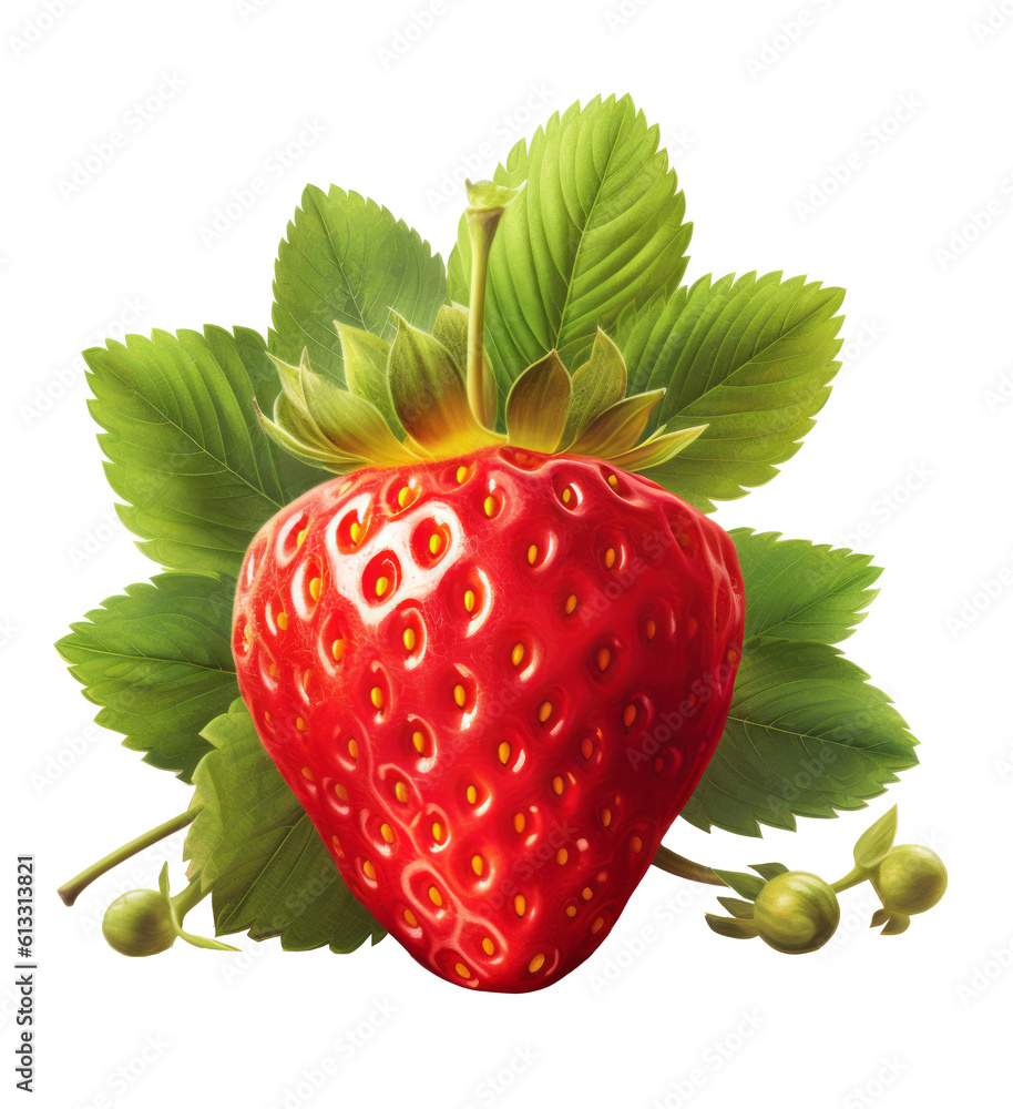 Strawberry berry isolated on white. Illustration AI Generative.