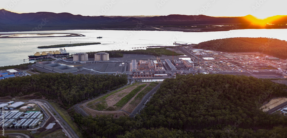 APLNG liquefied natural gas plant under construction on Curtis Island in June 2016. Gladstone Region