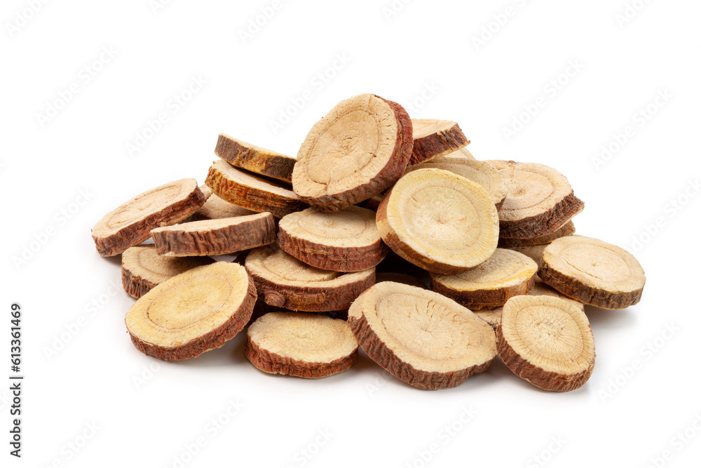 licorice slices isolated on white background.