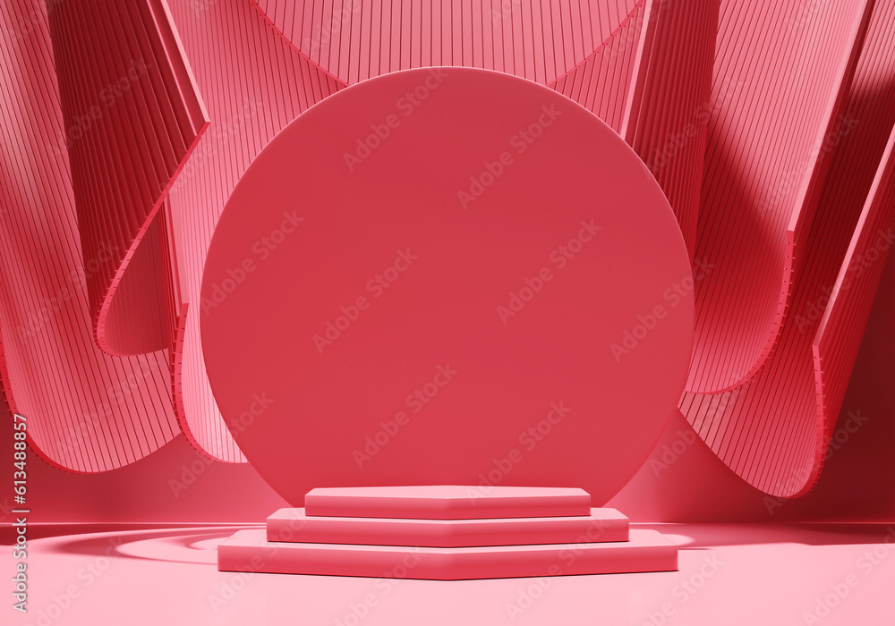 3D rendering abstract red platform podium product presentation background